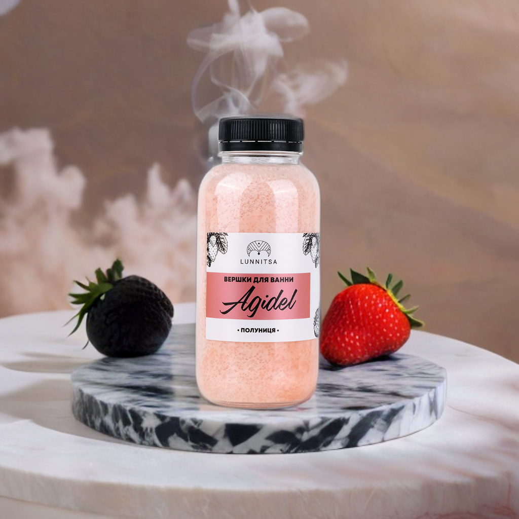 Lunnitsa, Vonios kremas Agidel "Braškė", Bath cream Agidel "Strawberry"